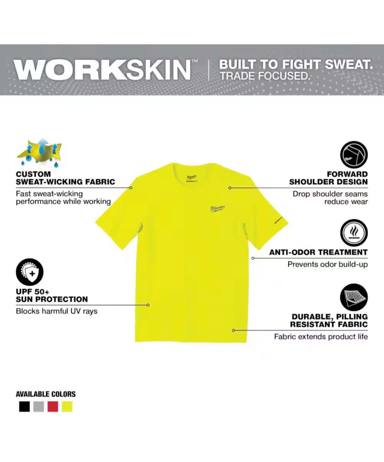 Men's Large Hi-Vis GEN II WORKSKIN Light Weight Performance Short-Sleeve T-Shirt