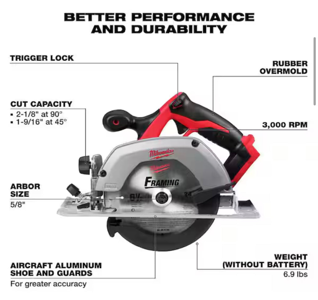 M18 18V Lithium-Ion Cordless 6-1/2 in. Circular Saw (Tool-Only)