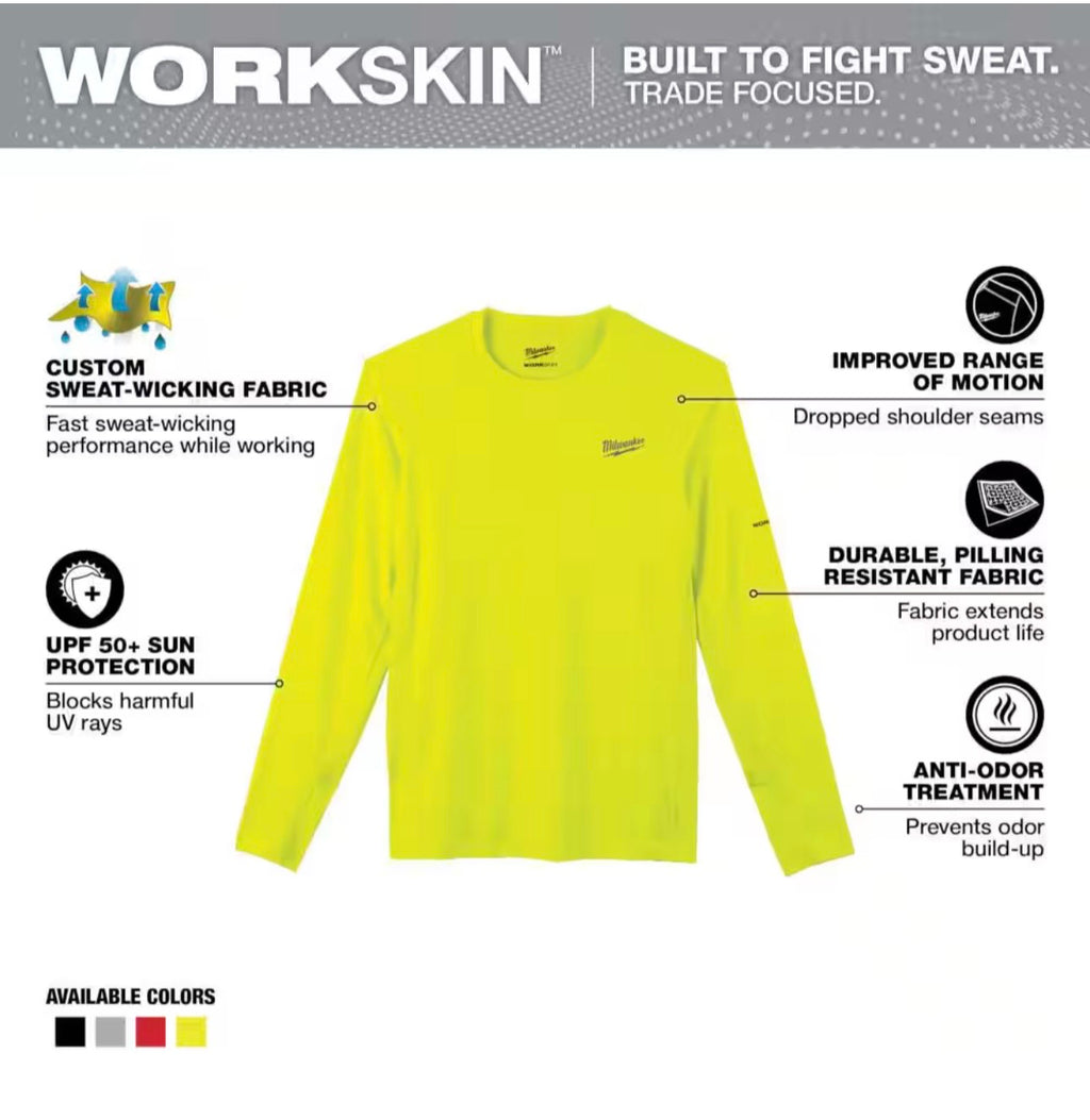 Men's Work Skin Medium Hi-Vis Light Weight Performance Long-Sleeve T-Shirt
