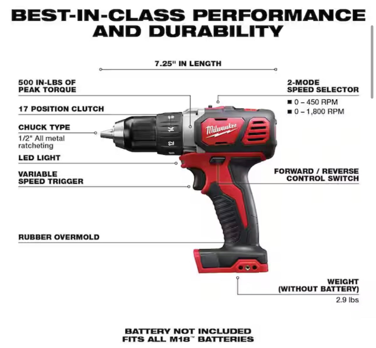M18 18V Lithium-Ion Cordless 1/2 in. Drill Driver (Tool-Only)