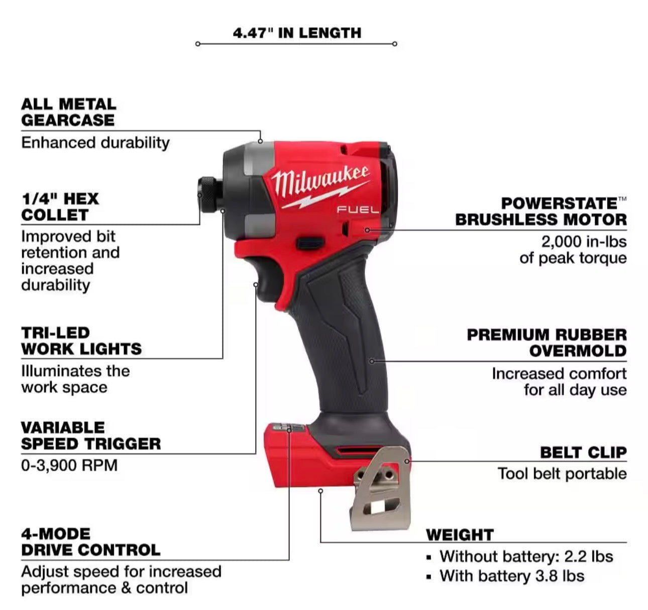 M18 FUEL 18V 1/4 In. Hex Impact Driver (Tool Only)