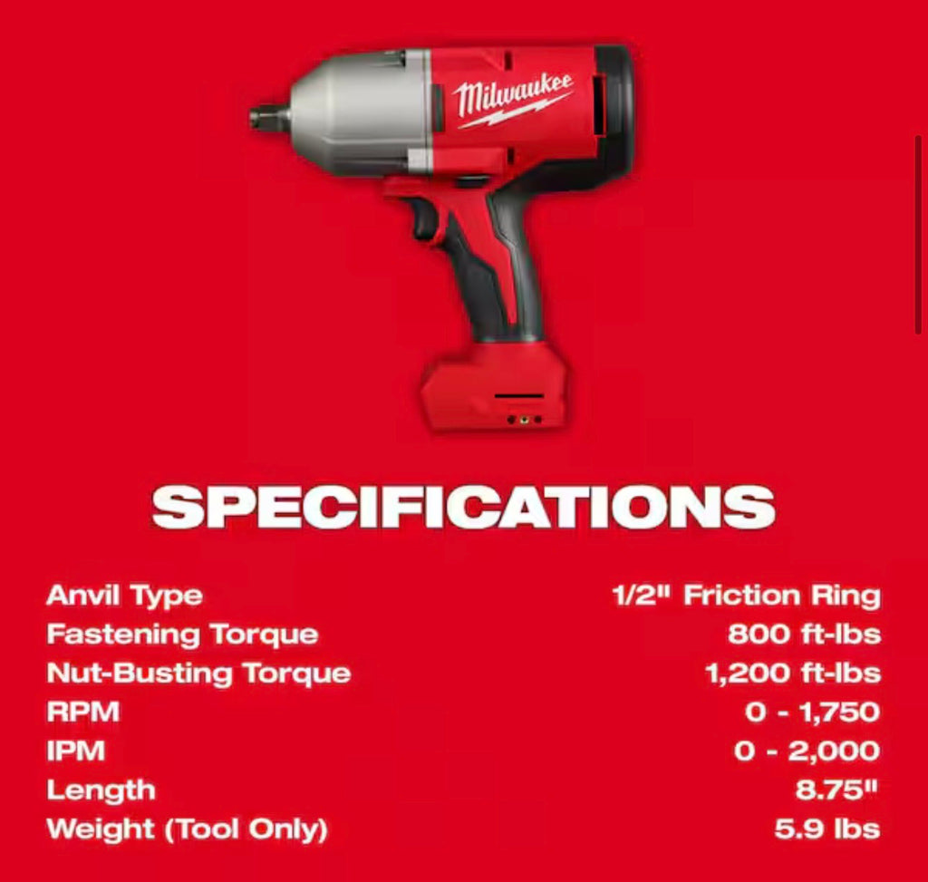 M18 18-Volt Lithium-Ion Brushless 1/2 in. High Torque Impact Wrench with Friction Ring (Tool-Only)