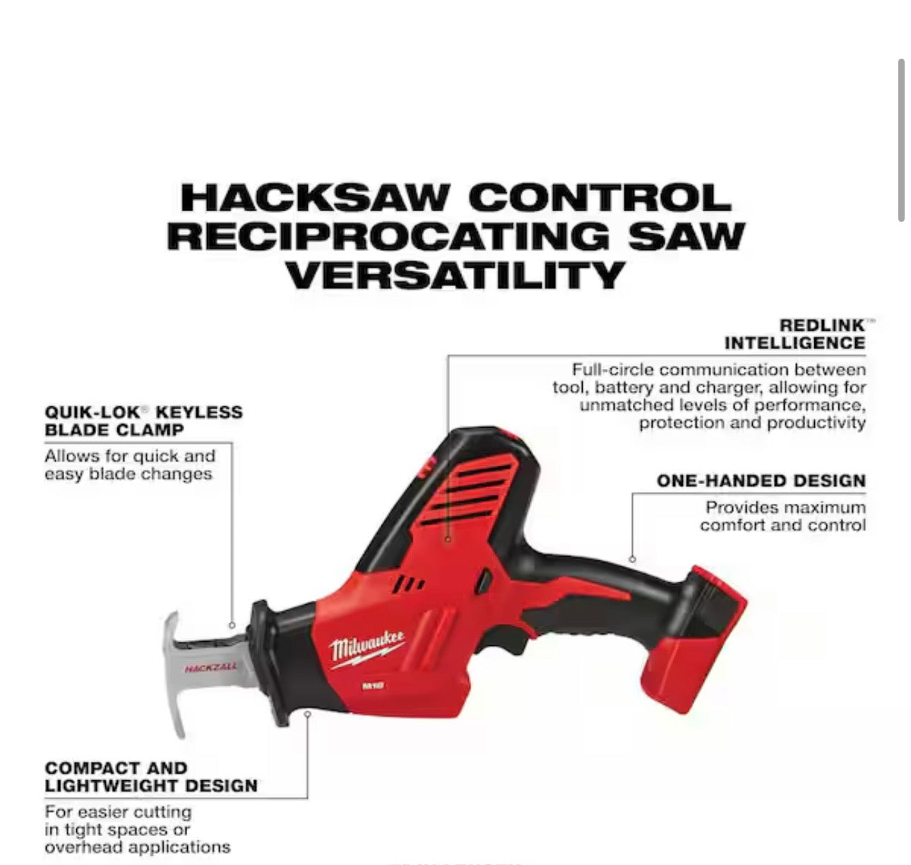 M18 18V Lithium-Ion Cordless HACKZALL Reciprocating Saw (Tool-Only)